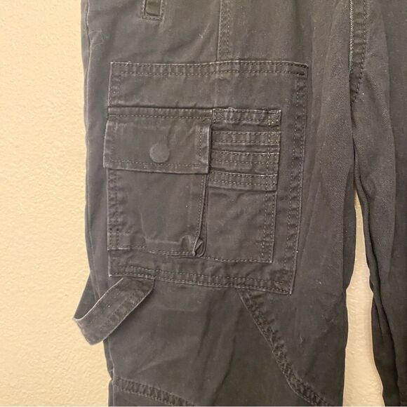 Forever 21 black 100% cotton Cargo carpenter wide Pants pull on Y2K grunge S - Picture 5 of 11